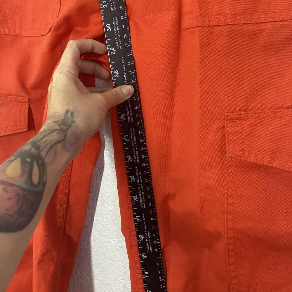 BDG Cargo Pants 27 Orange Zip Fly Straight Leg Elastic Waist